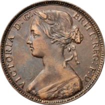 NGC XF 40 Victoria (1837-1901) Penny 1860, Toothed borders,