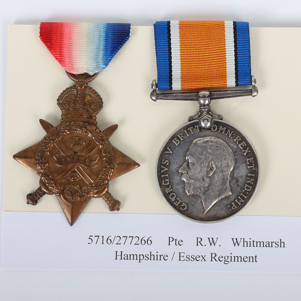 WW1 1914 Star pair of medals for service in the Hampshire Regiment