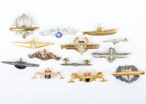 Large collection of various Nationalities Submariner badges