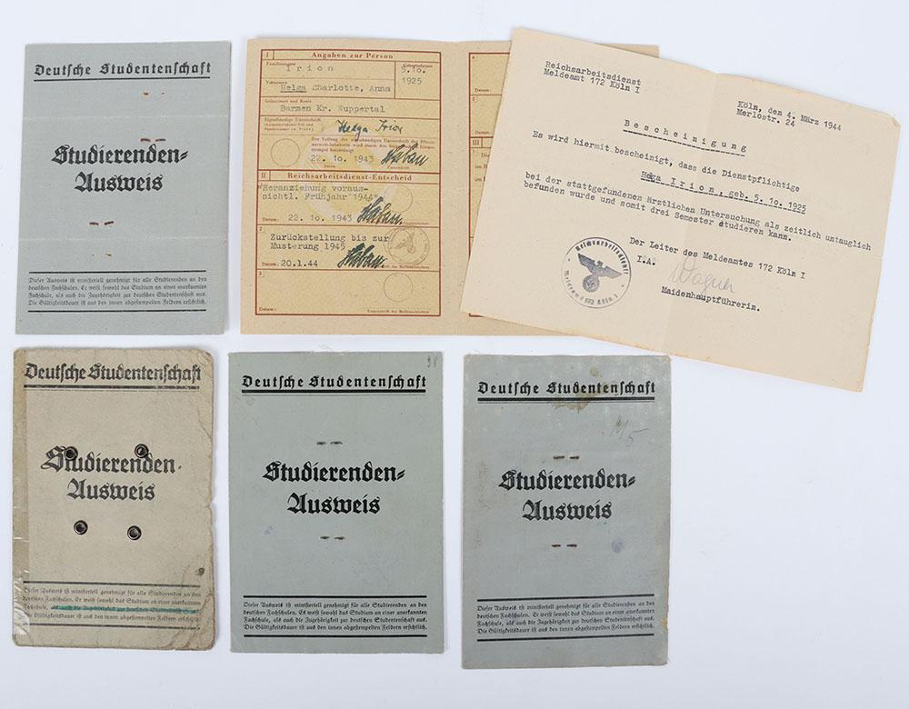 German Third Reich  Student Cards