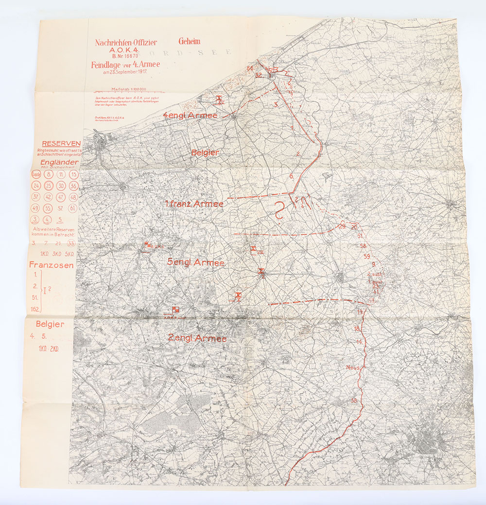 WW1 German 1917 Map of Belgium