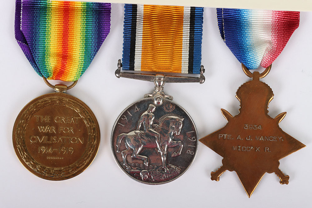 Great War 1914-15 Star medal trio to the Middlesex Regiment - Image 3 of 4