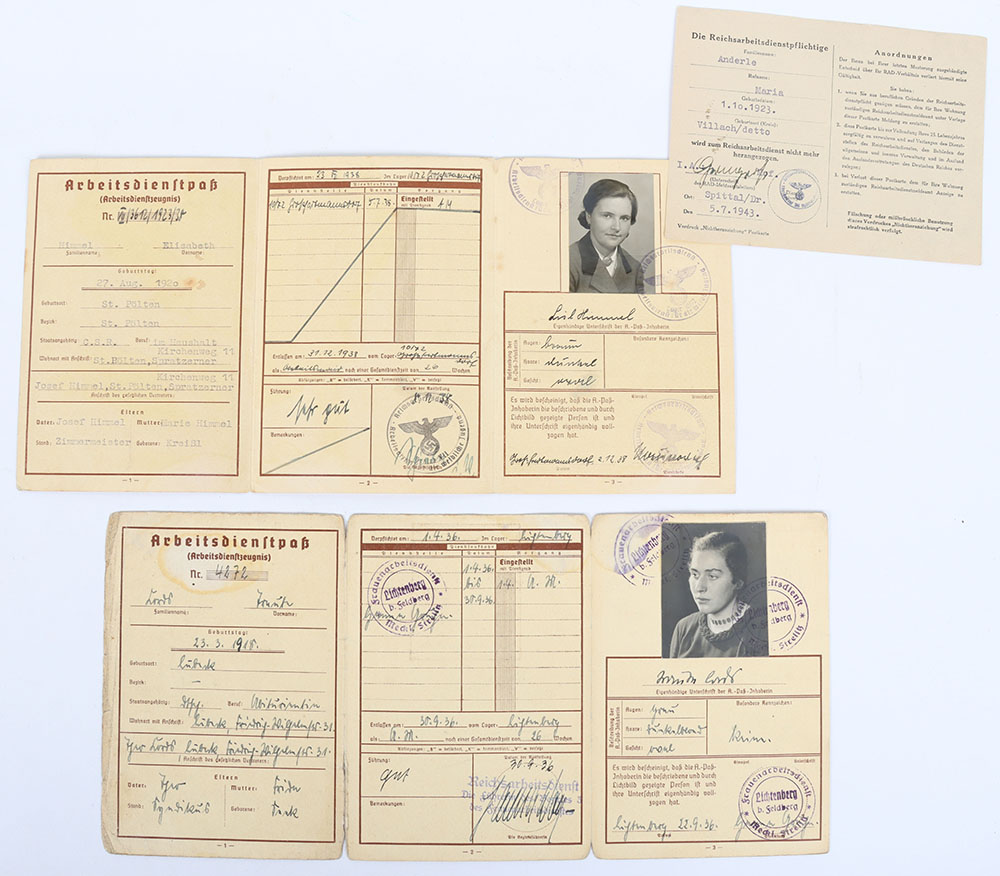 Third Reich German RAD Female Identity Cards - Bild 4 aus 6