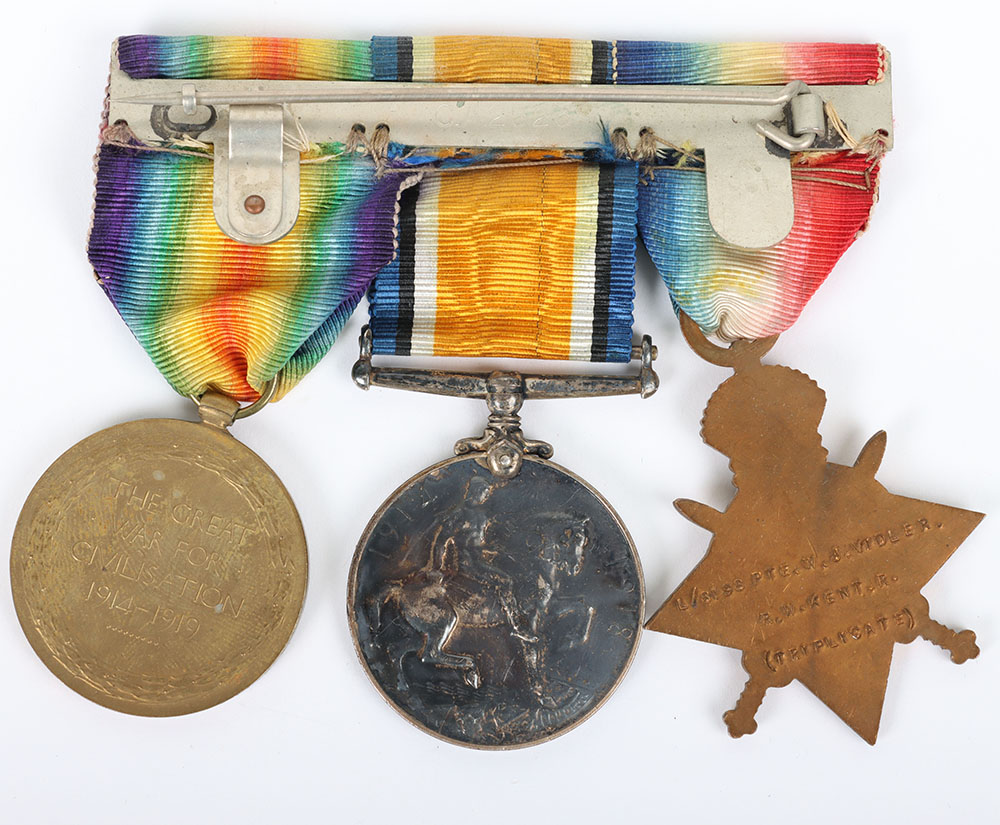 An Interesting Triplicate Issue Great War 1914 Star Medal Trio Royal West Kent Regiment - Image 3 of 6