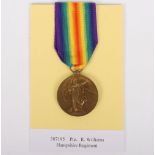 A Great Var Victory medal to the Hampshire Regiment