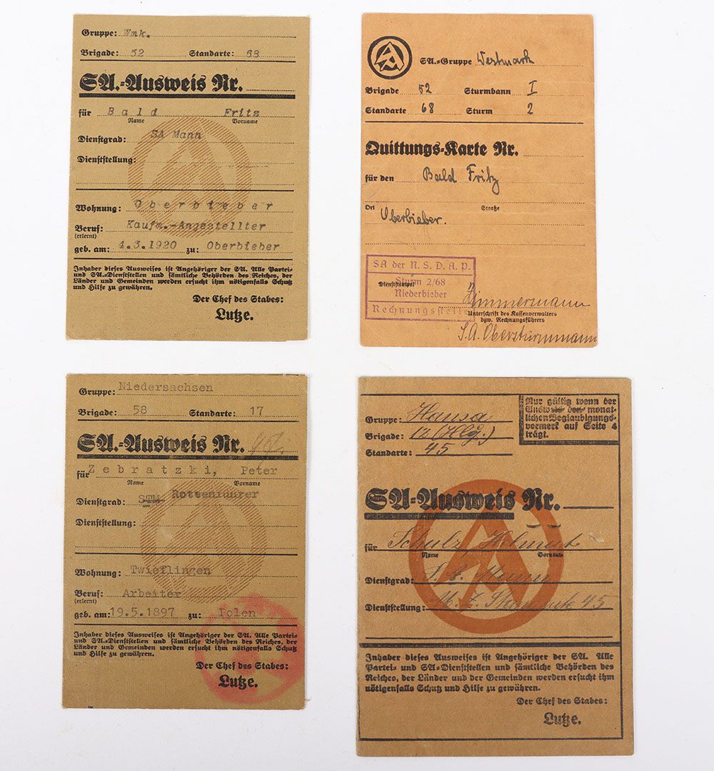 Third Reich German SA Ausweis Cards