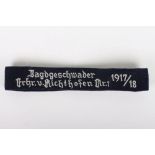 WW2 German Luftwaffe Jagdgeschwader Von Richthofen Nr1 1917/18 Uniform Cuff Title