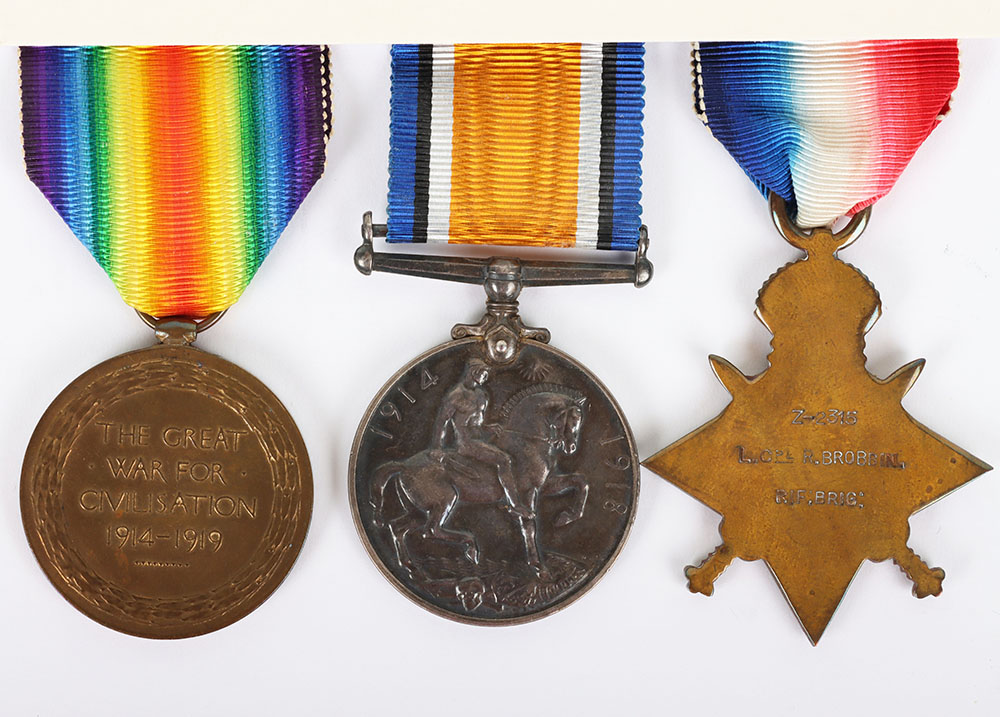 A Great War 1914-15 star medal trio to a recipient in the Rifle Brigade who was discharged due to wo - Image 4 of 5