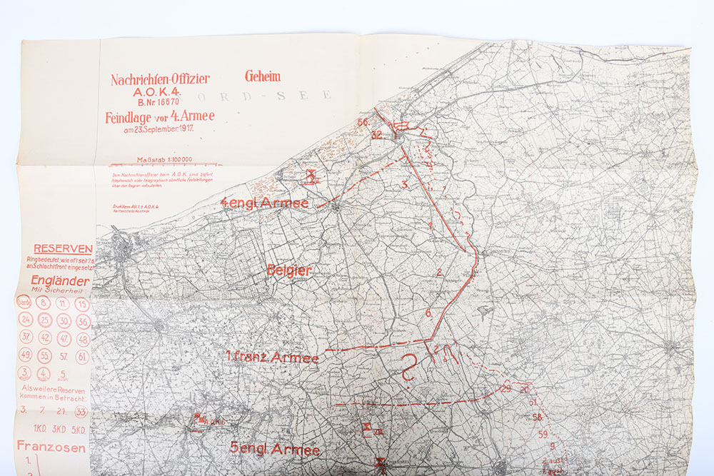 WW1 German 1917 Map of Belgium - Image 3 of 4