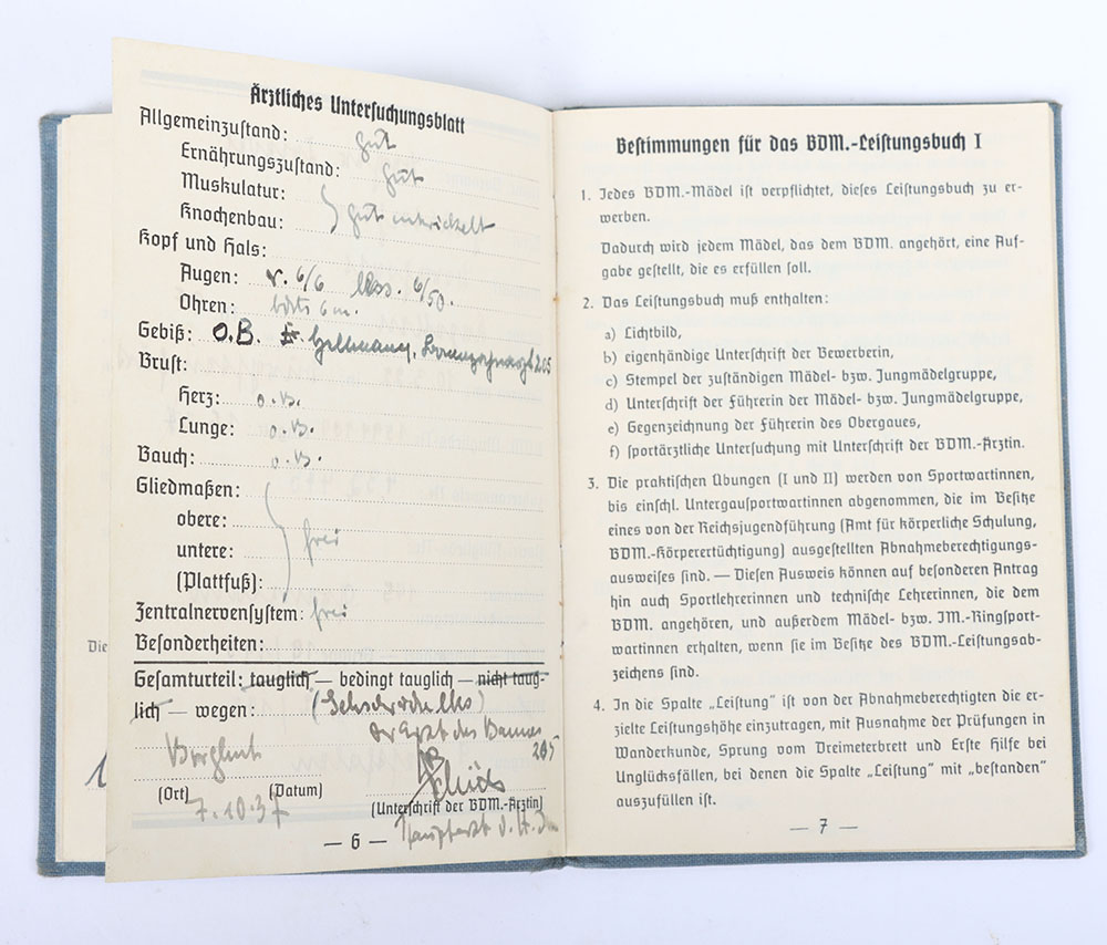 Third Reich German BDM Achievement Record Book - Image 6 of 11