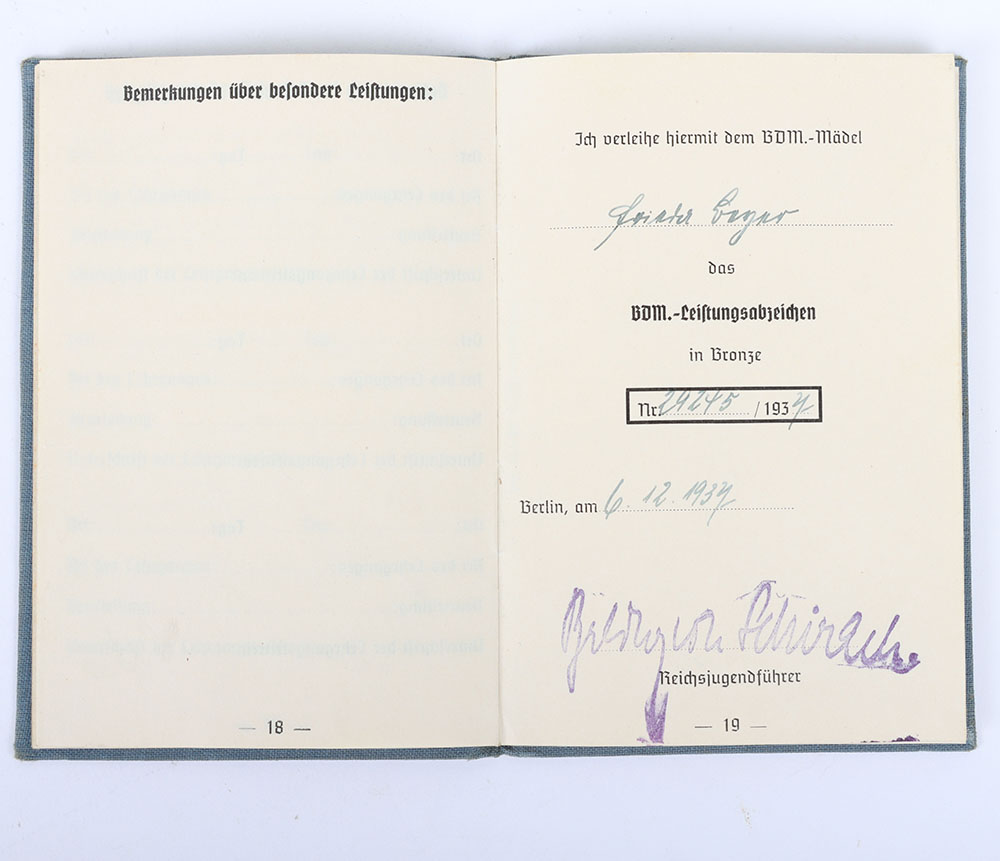Third Reich German BDM Achievement Record Book - Image 10 of 11