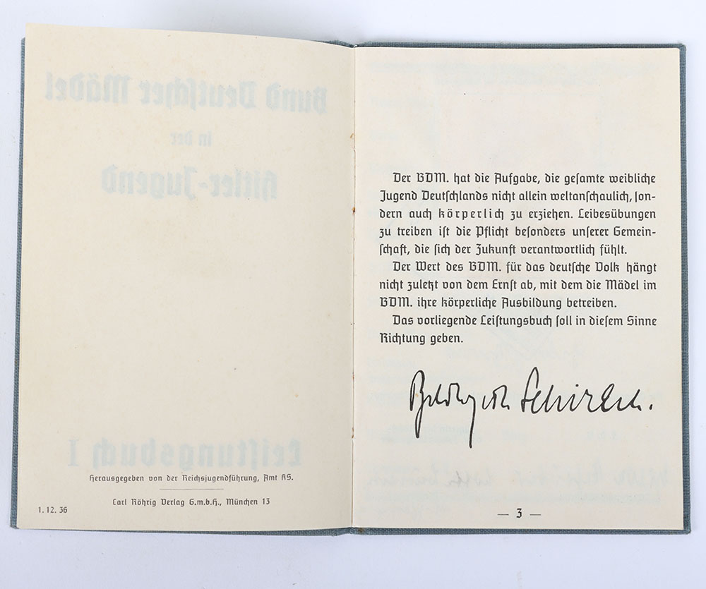 Third Reich German BDM Achievement Record Book: - Image 4 of 9