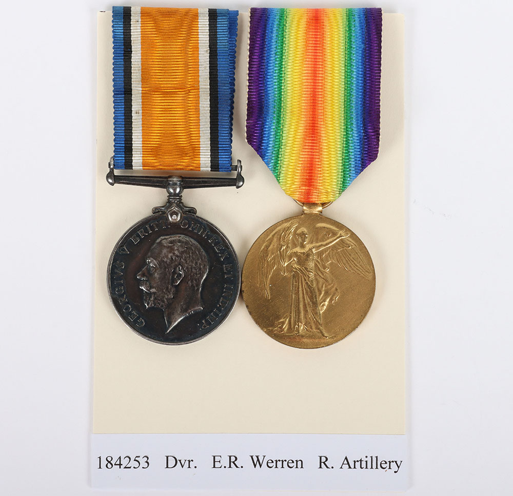 A pair of Great War medals for service in the Royal Field Artillery,