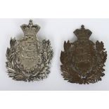 2x Duke of Lancaster’s Yeomanry Q.V.C gilding metal & white metal Helmet Plate