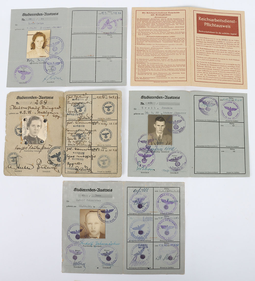 German Third Reich  Student Cards - Image 2 of 3