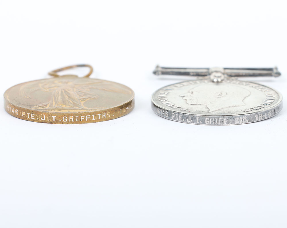 A pair of medals to recipient in the London Irish Rifles who was killed in action during the German  - Image 3 of 5