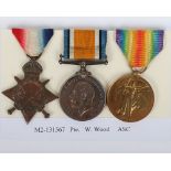 A 1914-15 Star trio of medals to a member of the Army Service Corps who first saw service in Egypt
