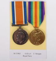 A Great War Royal Navy pair of medals to an Acting Engine Room Artificer 4th Class