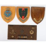 Small card of Corps cap badges, shoulder titles & buttons to the Royal Engineers, Royal Artillery an