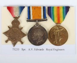 A Great War 1914 -15 Star trio of medals to the Royal Engineers.