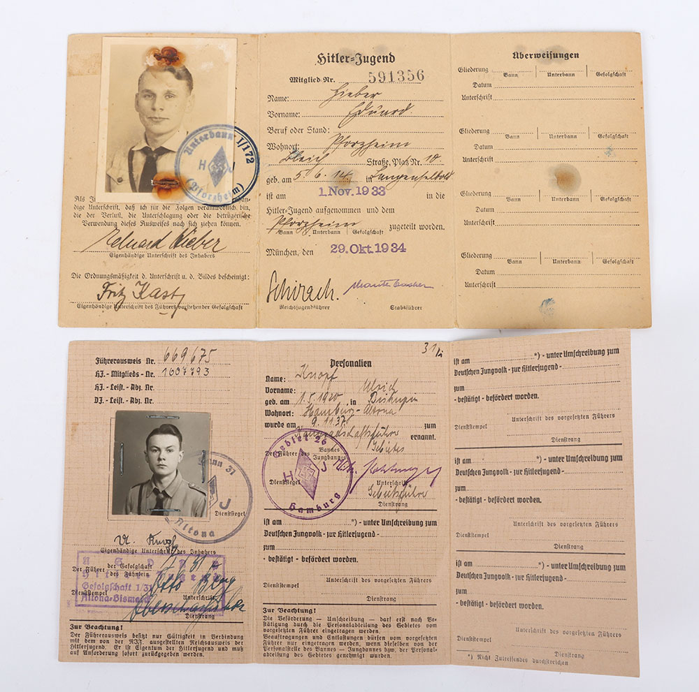 Third Reich German Hitler Youth HJ ID Cards - Bild 3 aus 4