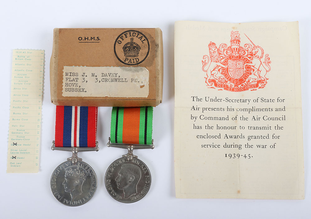 A Second World War pair of medals to a Leading Aircraftwoman in the Women’s Auxiliary Air Force