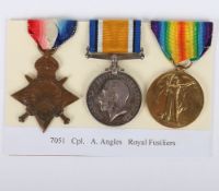 A Great War 1914-15 Star trio of medals to the 20th (3rd Public Schools) Battalion Royal Fusiliers