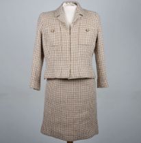 Chanel Two Piece Beige Toupe Skirt Suit