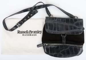 Russell & Bromley Black Suede & Leather Shoulder Bag