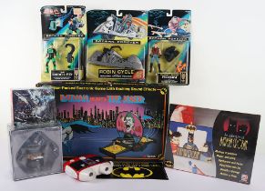 Batman action figures boxed, Electronic Game, Car sticker, Bust, sealed box of stickers and toys,