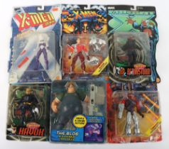 Six Marvel Toy Biz 90s X-Men cartoon action figures sealed carded,