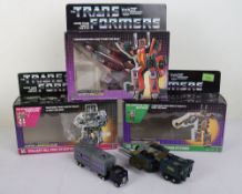 Three Vintage G1 Transformers Stunticon Leader Motormaster boxed, Decepticon Thrust boxed and Combat