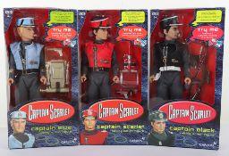 Three Captain Scarlet 12 inch Talking Action Figures Doll Carlton 2001.