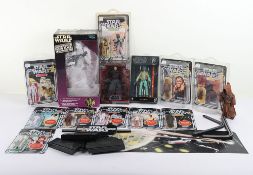 Collection of Star Wars Action Figures, Display and Room Alarm.