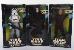Three Star Wars 12 inch Action Figures Dolls boxed Action Collection 1998 sealed Kenner.