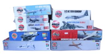 Nine large Airfix 1:48 and 1:72 scale plastic model Aircraft kits,