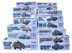 Collection of Tamiya 1:35 scale plastic model Army Vehicle and Tank kits,