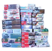 Collection of thirty various Army Tanks, Trucks and other plastic model vehicle kits,