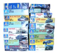 Fifteen Ataleri 1:35 scale plastic model Tank and Army vehicle kits,