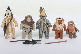 Five Vintage Star Wars Ewoks Action Figures Kenner.