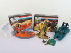 Three Vintage Action Force G.I. Joe Vehicles and Action Figures Hasbro.