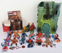 Collection of Vintage Masters of the Universe Playset, Vehicles and Action Figures Mattel.