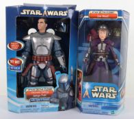 Two Star Wars Attack of the Clones 12 inch Action Figures Dolls Hasbro 2002 boxed.