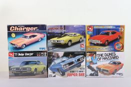 Six Model Car kits 1:25 Scale AMT Ertl, MPC Ertl all new in box.
