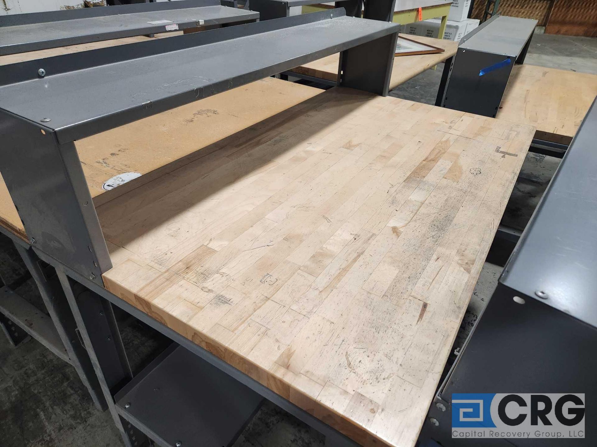 Lot of (2) asst workbenches with wood table tops - Image 5 of 7
