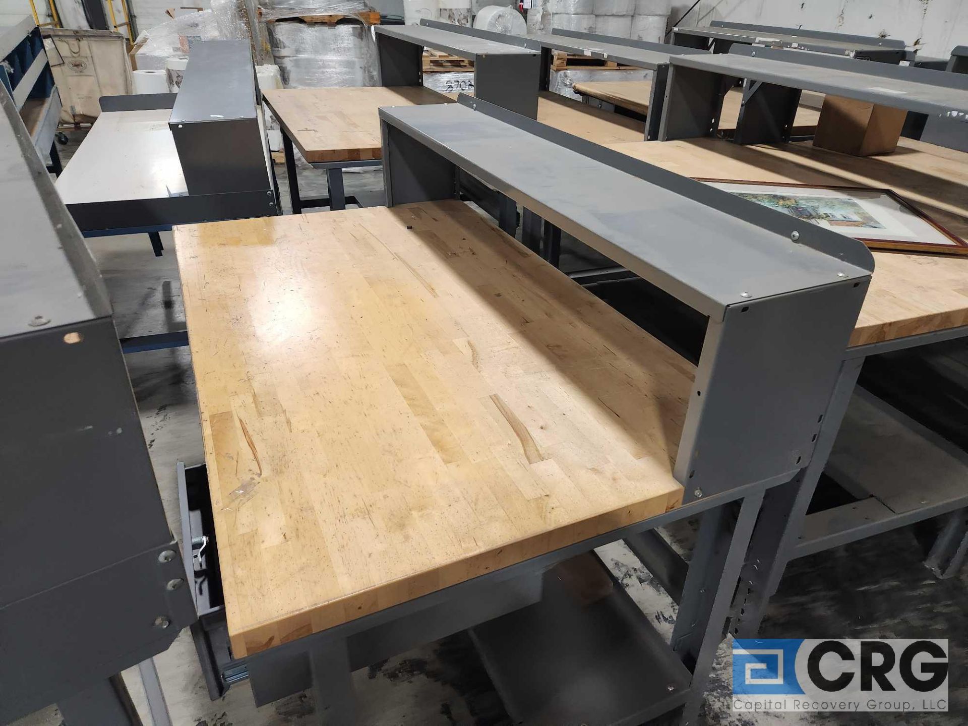 Lot of (2) asst workbenches with wood table tops - Image 3 of 6