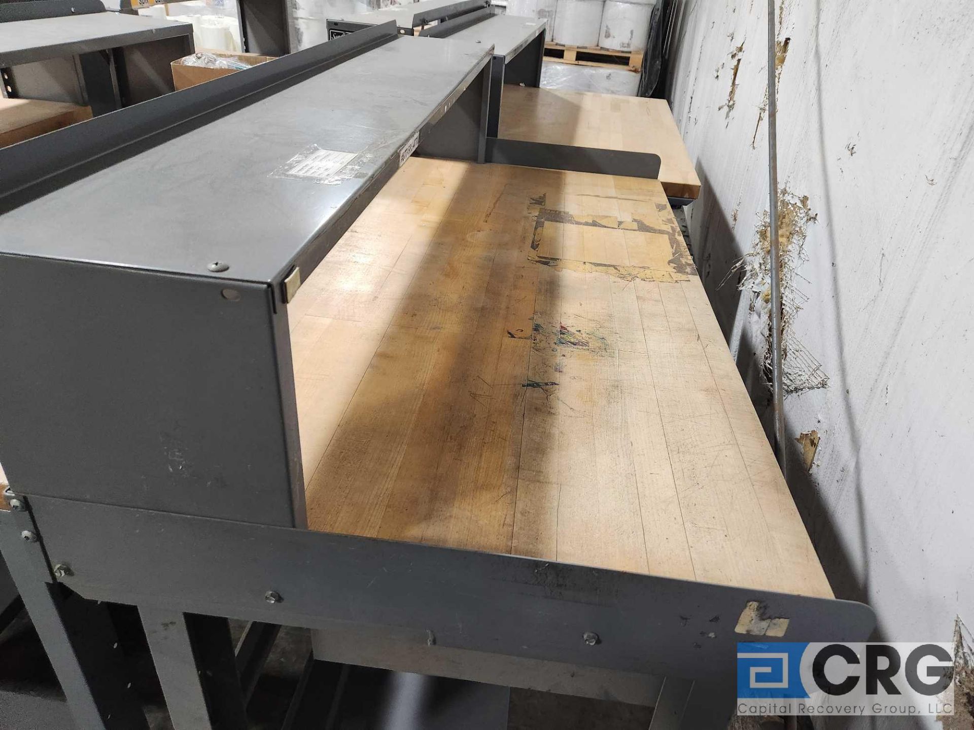 Lot of (2) asst workbenches with wood table tops - Image 6 of 6