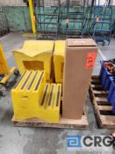 Lot of (5) U-Line anti slip step stools and (1) 12 ft X 3 ft anti fatigue mat