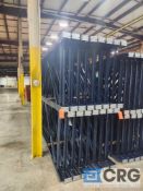 Lot of (30) 16 ft tear drop pallet rack uprights, (16 ft tall X 48 inch deep, 3 X 3 inch) (BLUE)