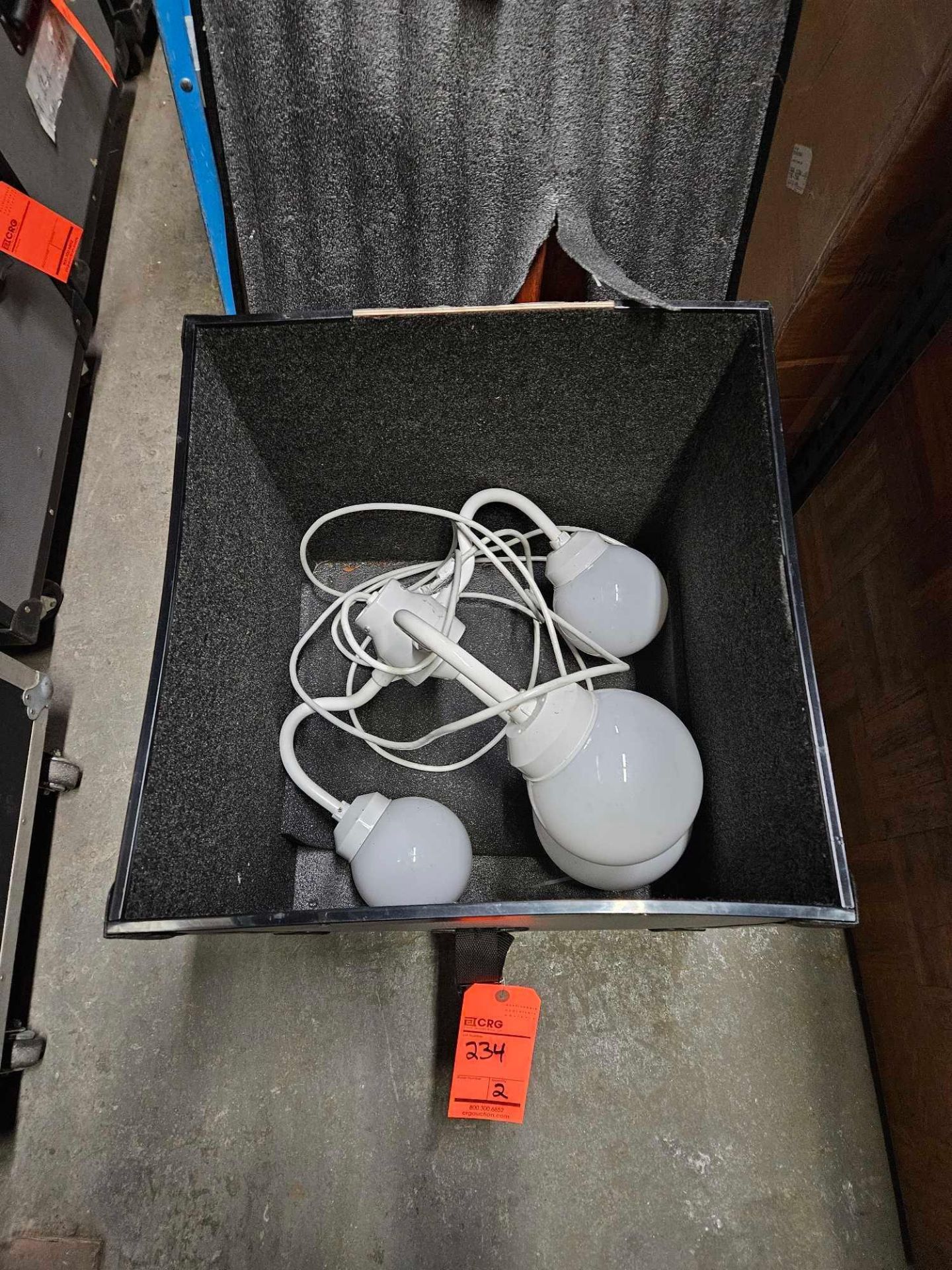 Lot of (2) 4 globe light fixtures with protective case